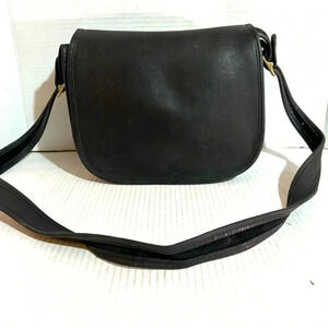 Black vintage leather crossbody bag